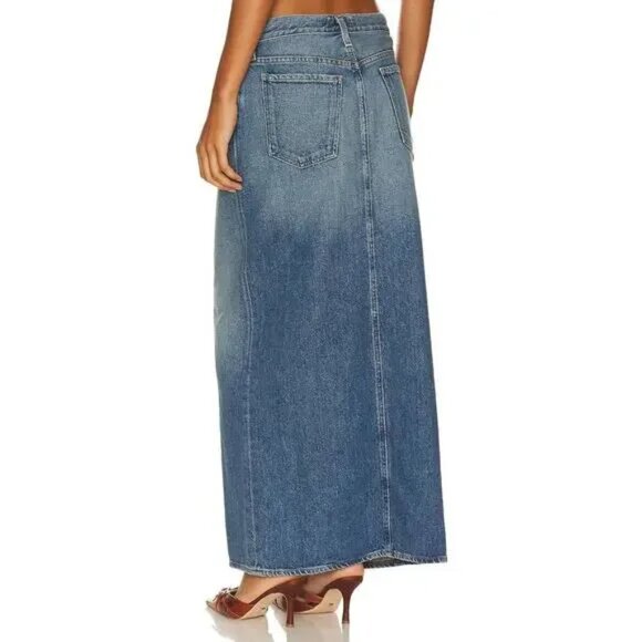 AGOLDE Leif Denim Maxi Slung Skirt in Swing 30 - Picture 6 of 16
